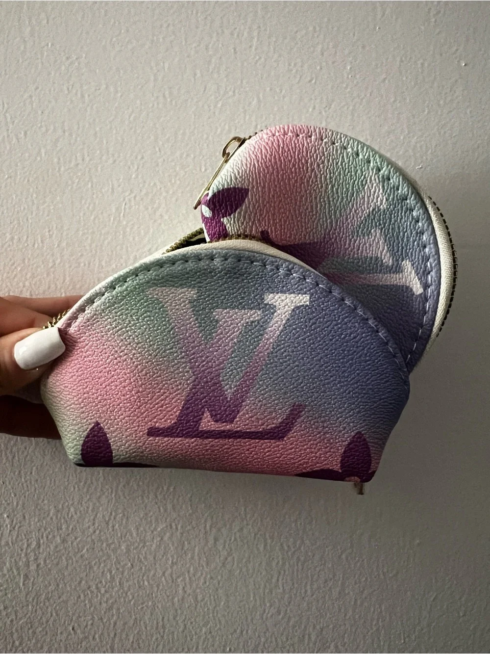 Two Pastel Multicolor Small travel makeup/coin Pouch.